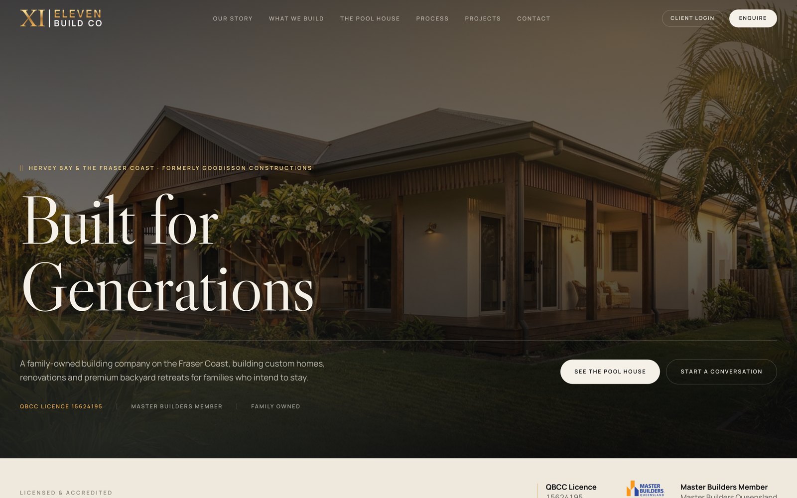 The Eleven Build Co website built by Build Paperless
